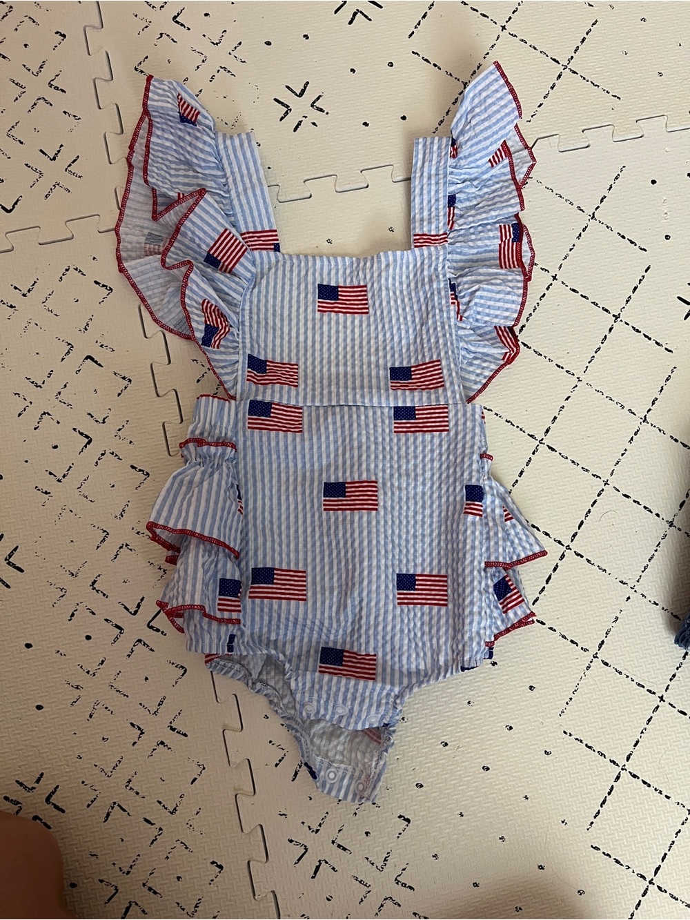 girl's American flag romper 18 month